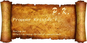 Propper Kristóf névjegykártya